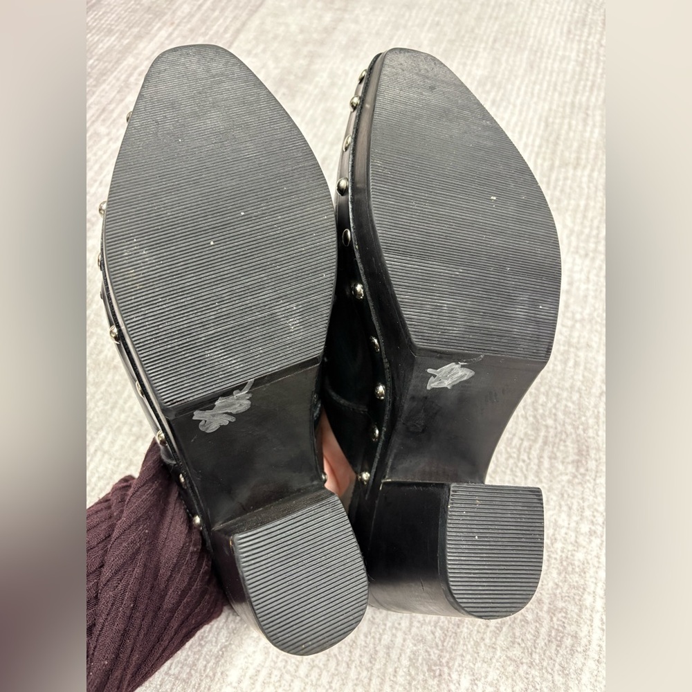 Paris Blues Freda Black Leather Western Platform Clogs Womens Sz 7.5 Pointed Toe - Picture 6 of 10